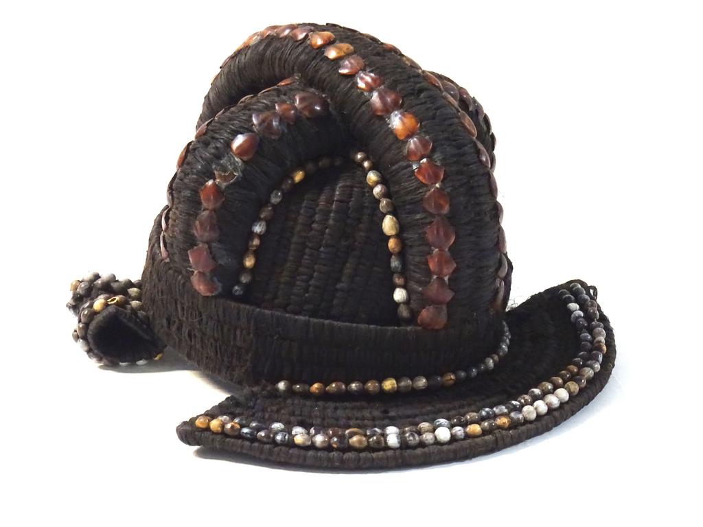 Ancienne Coiffe Western Tressée Main - Cuir Brut - Marron - Occasion