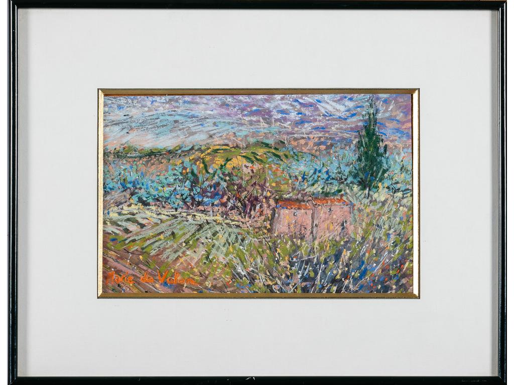 Marie de VALON (1948) : Jaillissements colorés. Pastel signé en bas à gauche. Dim : 18x29 cm.