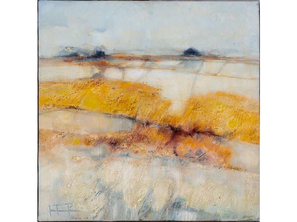 Jean François PIERRE (1936-2020): La fleur de sel. Huile sur toile signée en bas à gauche et titrée au revers (sans cadre). Dimensions : 70x70 cm