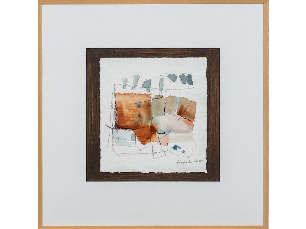 I. LESZEZYNSKA : Composition abstraite. Aquarelle signée en bas à droite et datée 2006. Dimensions : 26 x 23.5 cm.