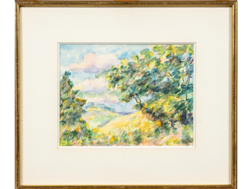 Paul de LAPPARENT (1869- ?) : Paysage. Aquarelle monogrammée en bas à gauche. Dim : 22.5 x 30 cm.