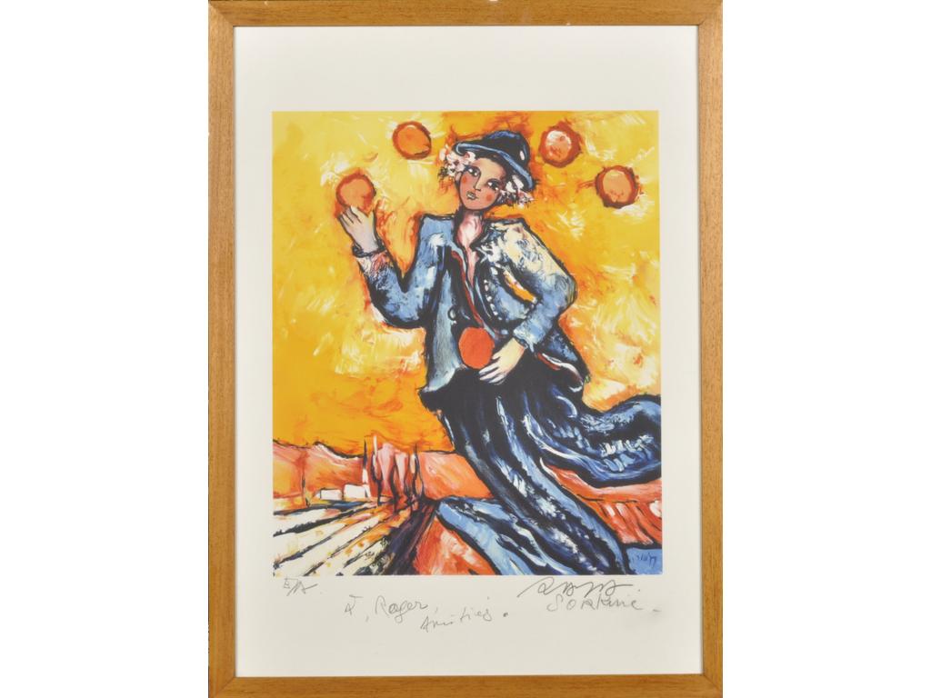 Alain RAYA-SORKINE (1936-2022) : Le jongleur. Estampe tirage Epreuve d'Artiste dédicacée et signée dans la marge. Dim. : 53x44 cm.