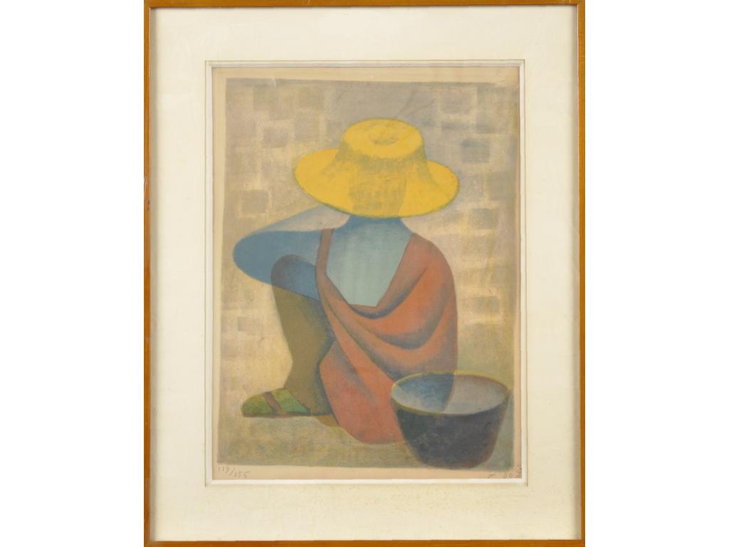 Louis TOFFOLI (1907-1999) : Asiatique accroupie. Lithographie signée dans la marge et numérotée 119/155. Dim. : 37x20 cm.