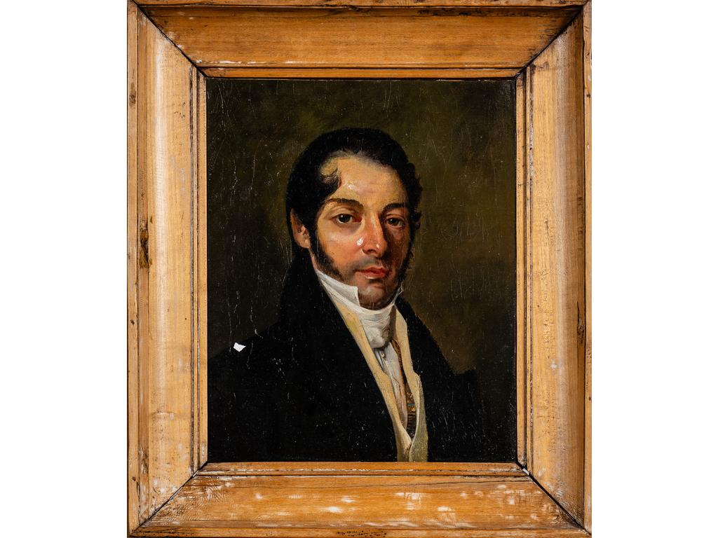 Ecole française XIXème siècle : Portrait d'Homme. Huile sur toile. (restaurations et manques). Dim : 41 x 34 cm.
