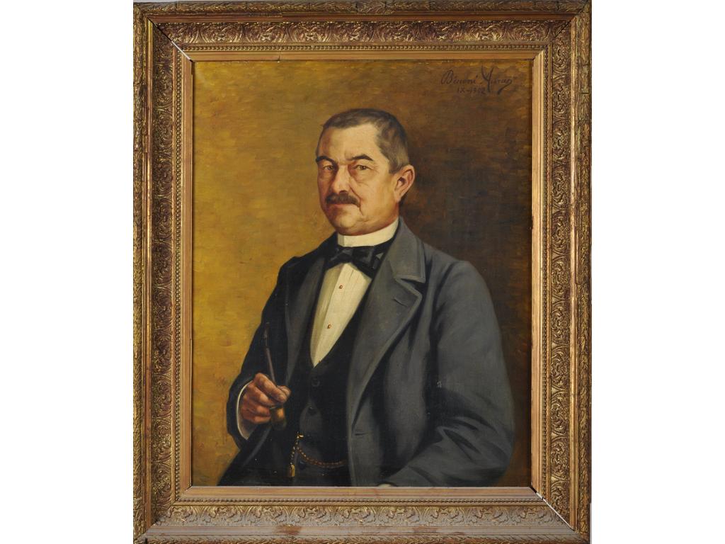 Benoît BENONI-AURAN (1859-1944) : Portrait dun fumeur. Huile sur toile signée en haut à droite et datée