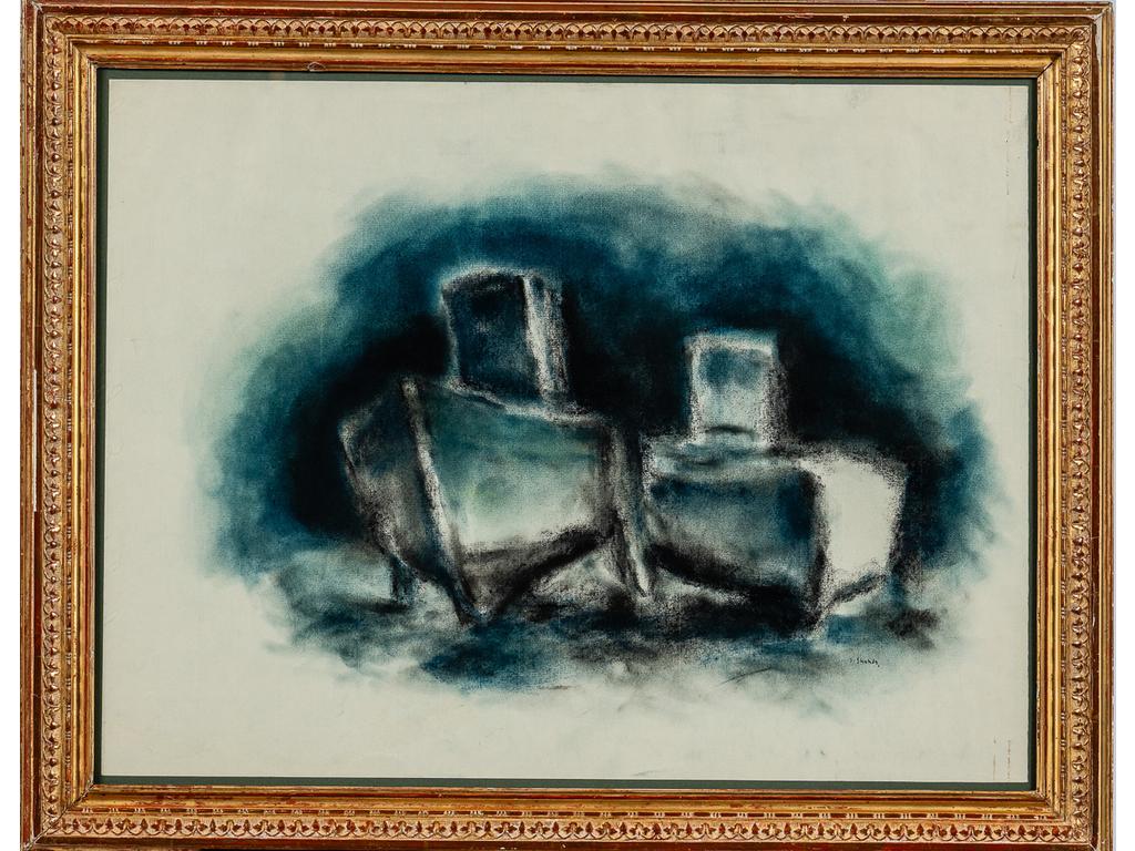 Ibrahim SHAHDA (1929-1991) : Les bateaux. Pastel signé en bas à gauche