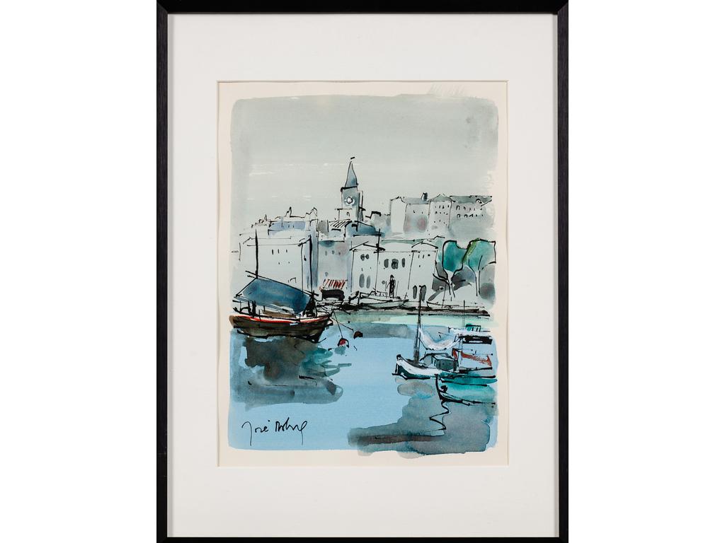 José ASTRIE : Mairie de Marseille. Aquarelle signée en bas à gauche. Dim : 28.5 x 21 cm.