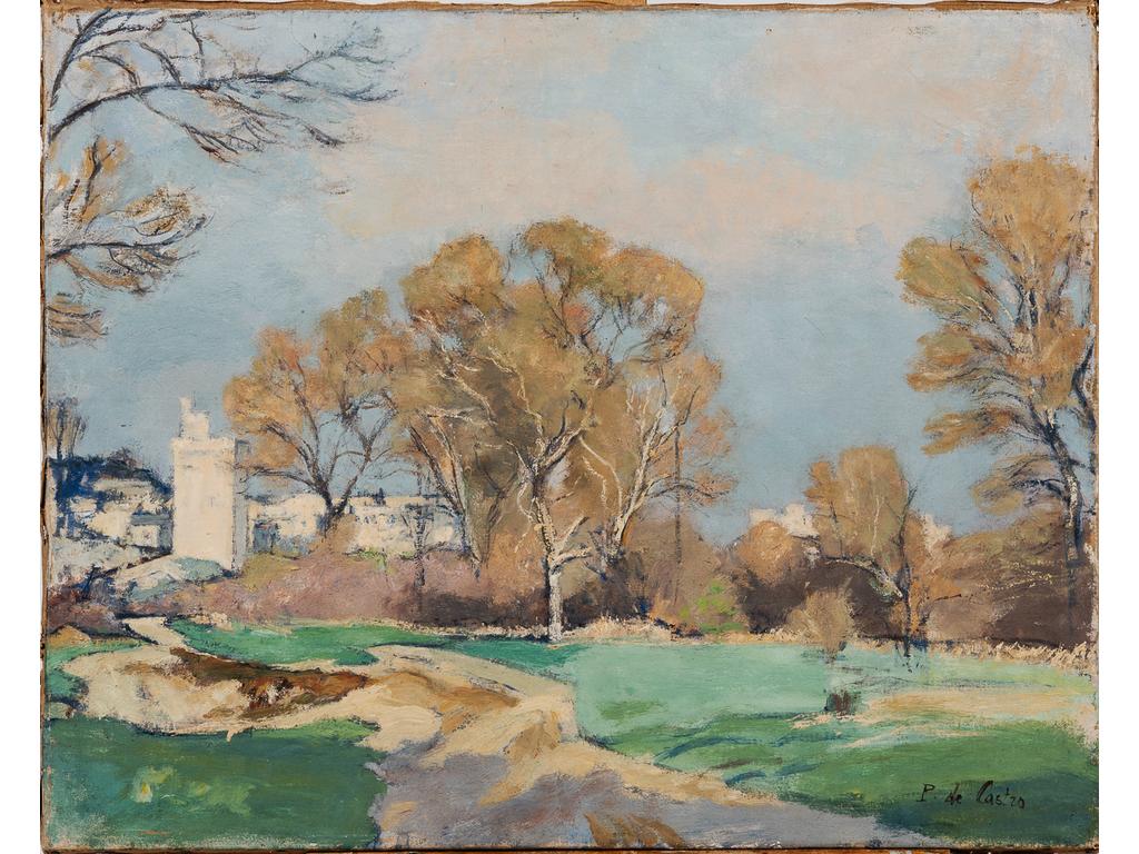 Paul de CASTRO (1882-1939) : En bas de Villeneuve les Avignon. Huile sur toile, signée en bas à droite.(Sans cadre). Dim. : 65x81cm.
