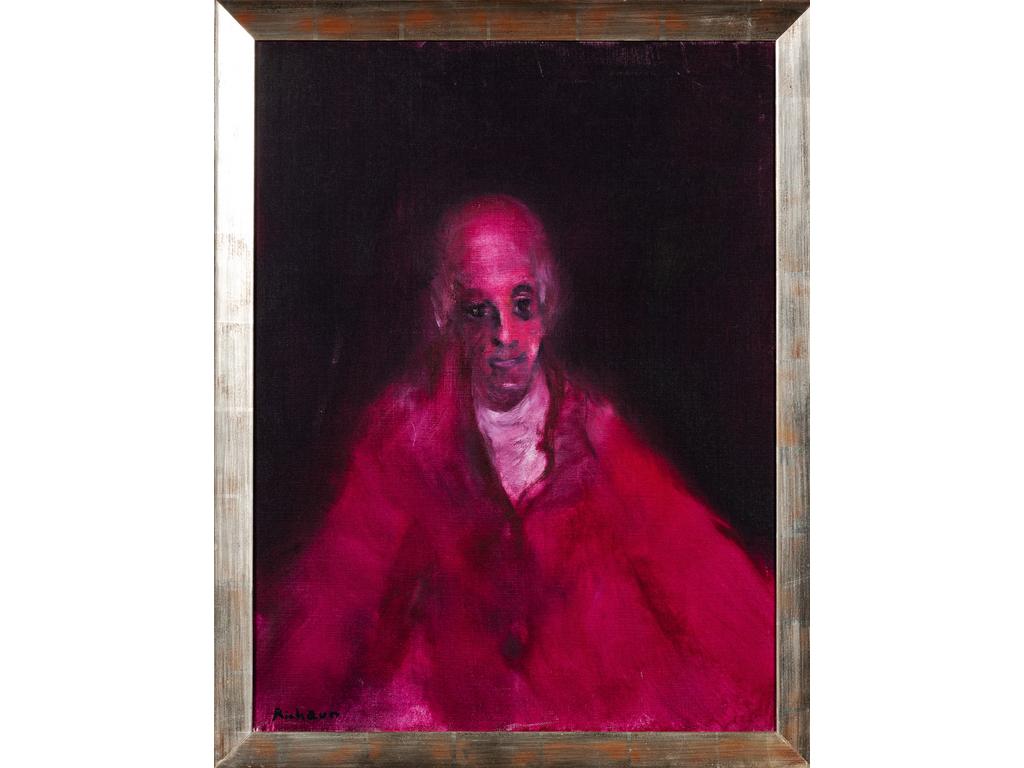 Maxime RICHAUD (1924-1994) : Personnage en violet. Huile sur toile signée en bas à gauche. Dim : 61 x 46 cm.