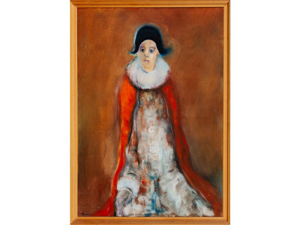 Maxime RICHAUD (1924-1994) : Portrait d'arlequin. Huile sur toile signée en bas à gauche. Dim : 116 x 81 cm.