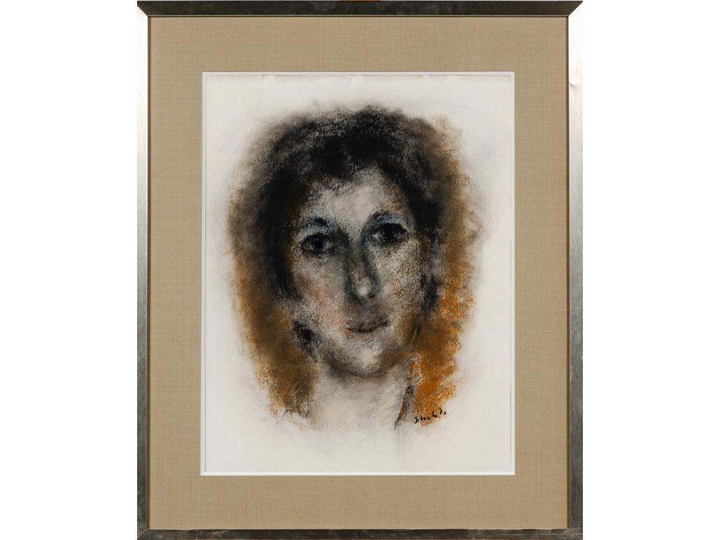 Ibrahim SHAHDA (1929-1991) : Portrait de femme. Pastel. Signé. Dim : 52 x 40 cm
