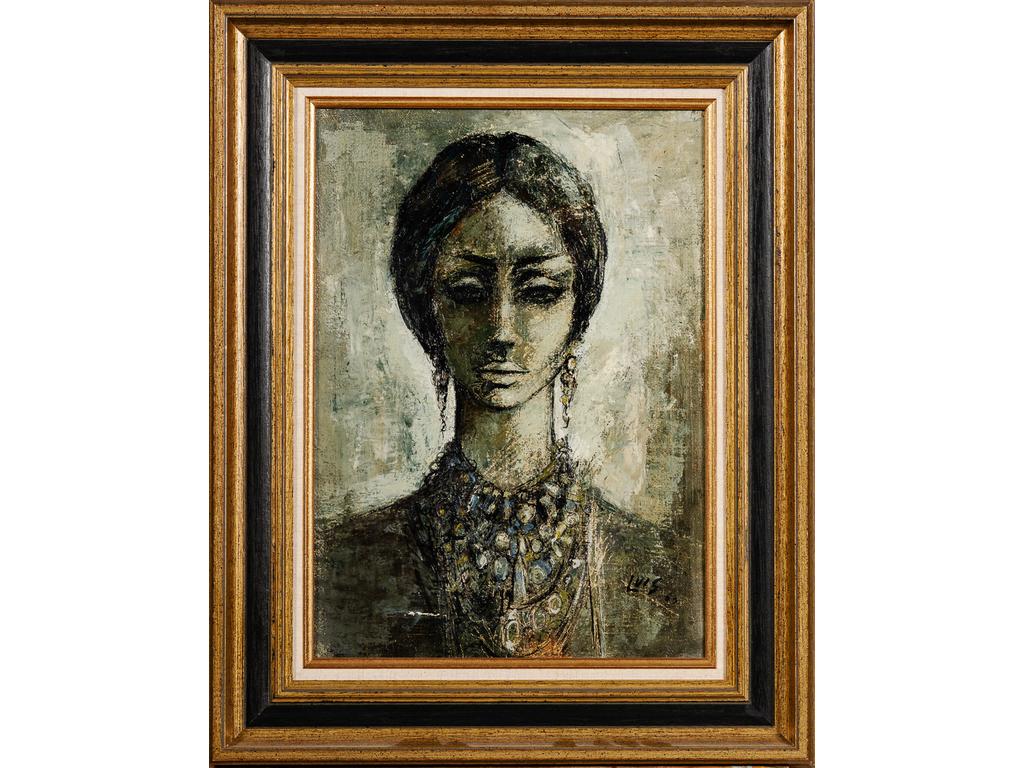 Luis ALVAREZ(1932-1997) : Portrait de Rosario Dorotéa. Huile sur toile signée en bas à droite et datée 1936. Contre-signée et située au revers. Dim : 46 x 33 cm.