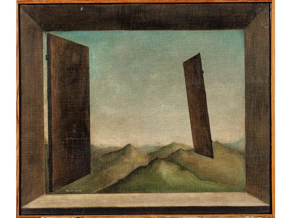 Luis ALVAREZ (1932-1997) : Surréalisme. Huile sur toile signée en bas à gauche. (Petites usures). Dim : 46 x 54 cm.