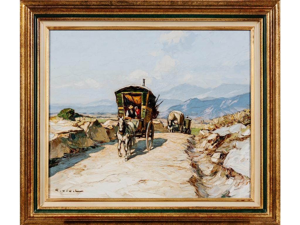 Gustave VIDAL (1895-1966) : Chemin en Provence. Huile sur toile. Dim : 46 x 55 cm.