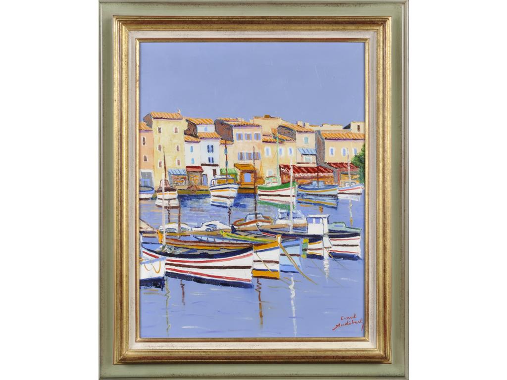 Ernest AUDIBERT (1922-2017) : Cassis. Huile sur toile signée en bas à droite située au revers. Dim : 65 x 54 cm.