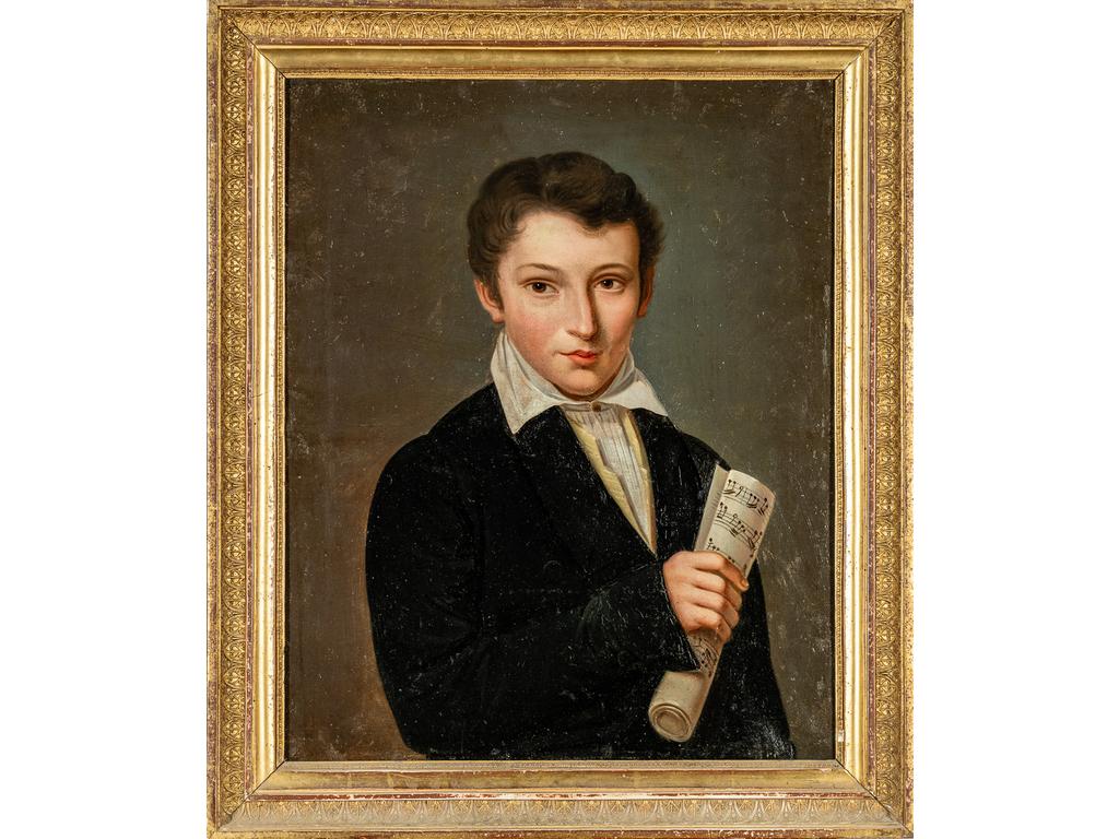 Alexander MOLINARI (1772-1831) : Portrait de Charles Napoléon Mauric - fils du Major, né à Udine en Frioul le 1er mars 1809. Huile sur toile. (Rentoilée). Dim. : 62x51cm.