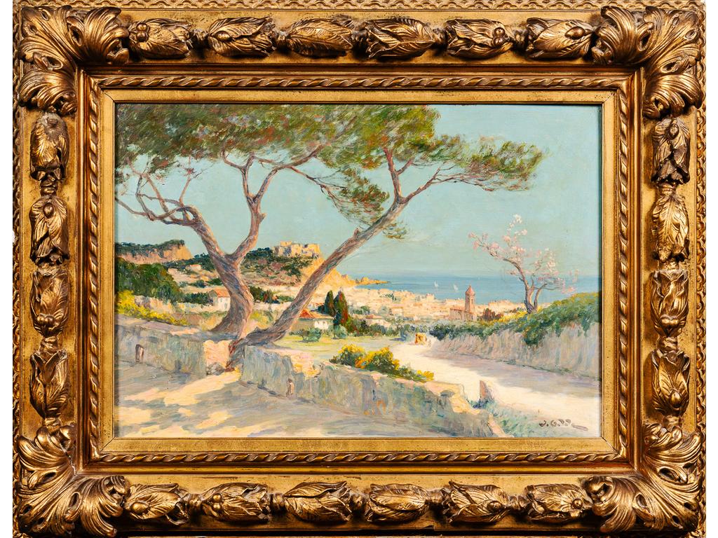 Joseph ODDE (XIXe-XXe) : Bord de mer. Paire dhuiles sur toiles signées dans de beaux cadres en stuc doré. Dim : 38x55 cm