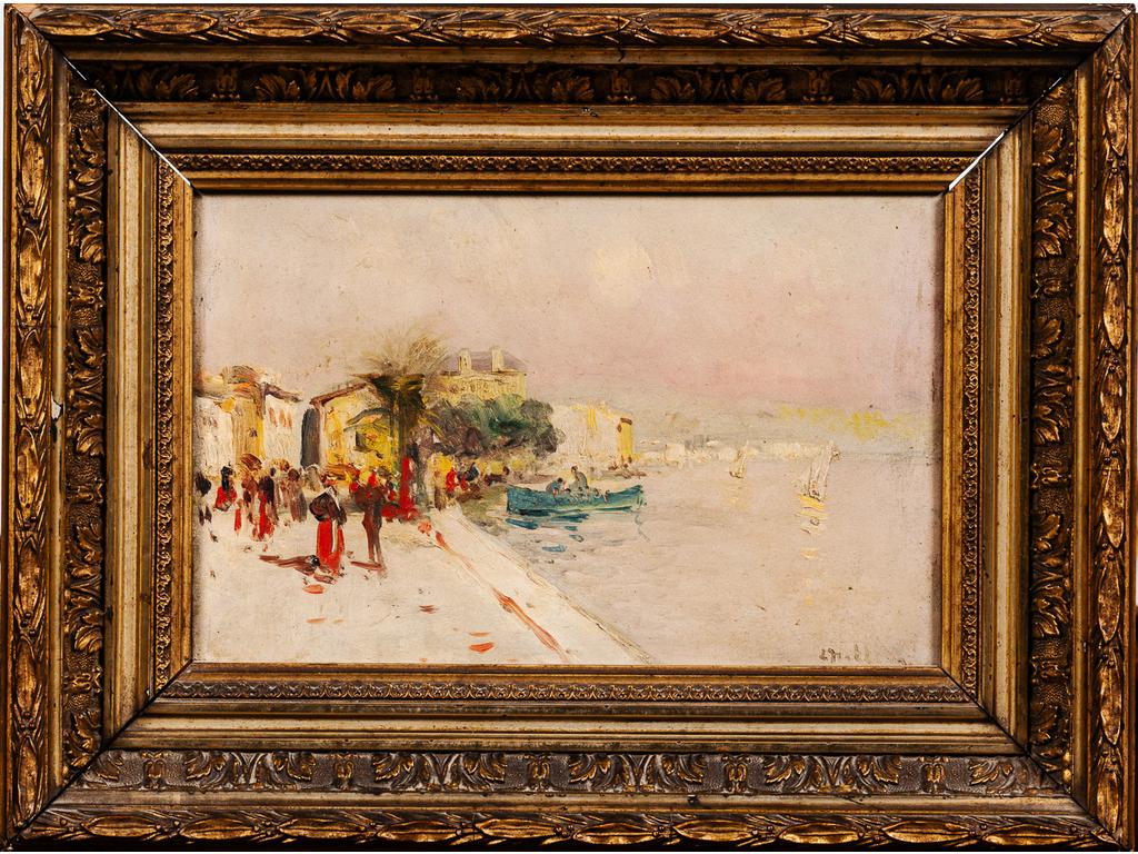 Louis NATTERO (1870-1915) : Petit port. Huile sur panneau signée en bas à droite. Dim : 24x17 cm