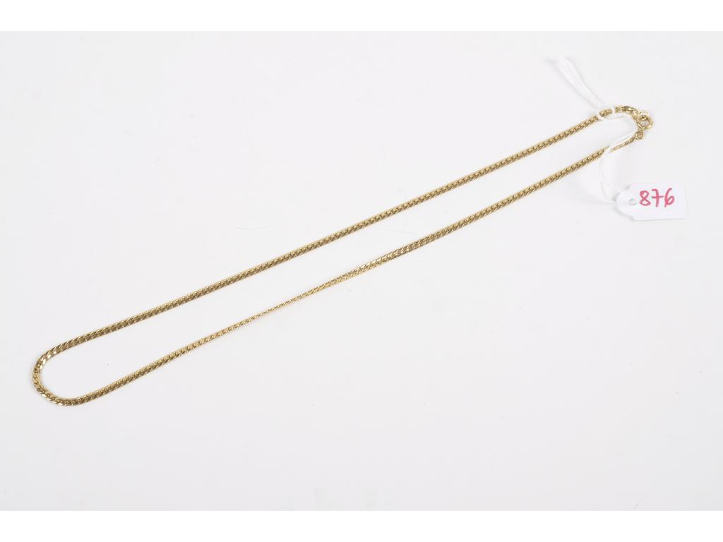 Collier maille anglaise en or jaune. Poinçon tête daigle. Long: 48.5 cm. PB: 12.7g