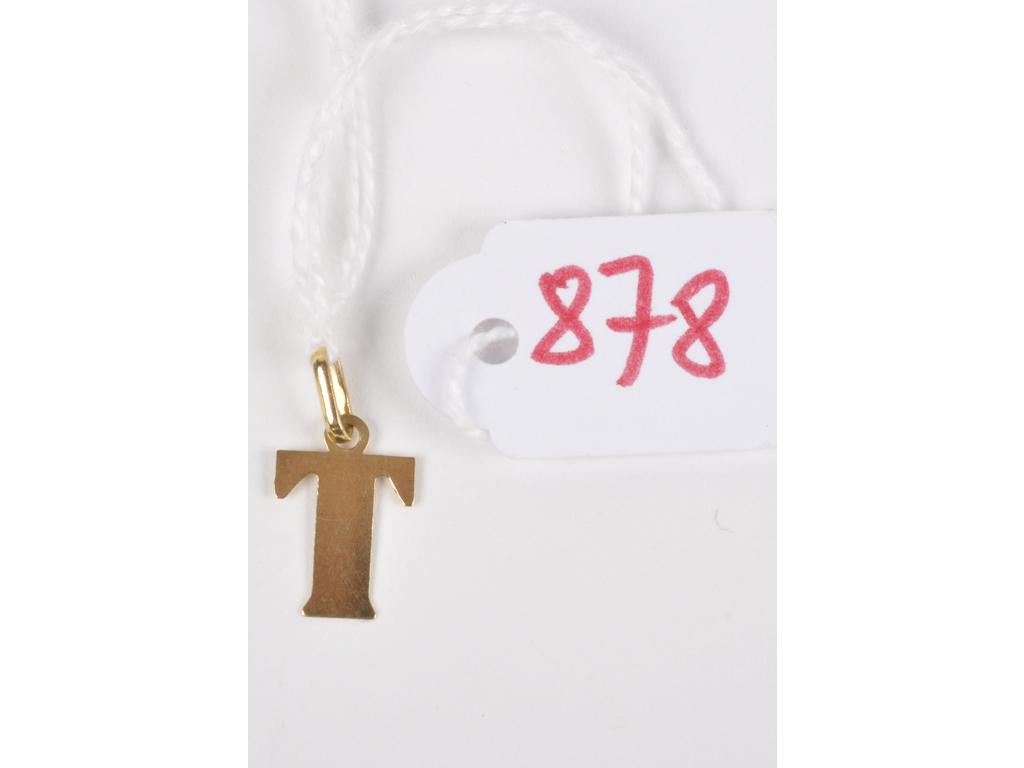 Pendentif lettre « T » en or jaune ( AC). PB: 0.30g