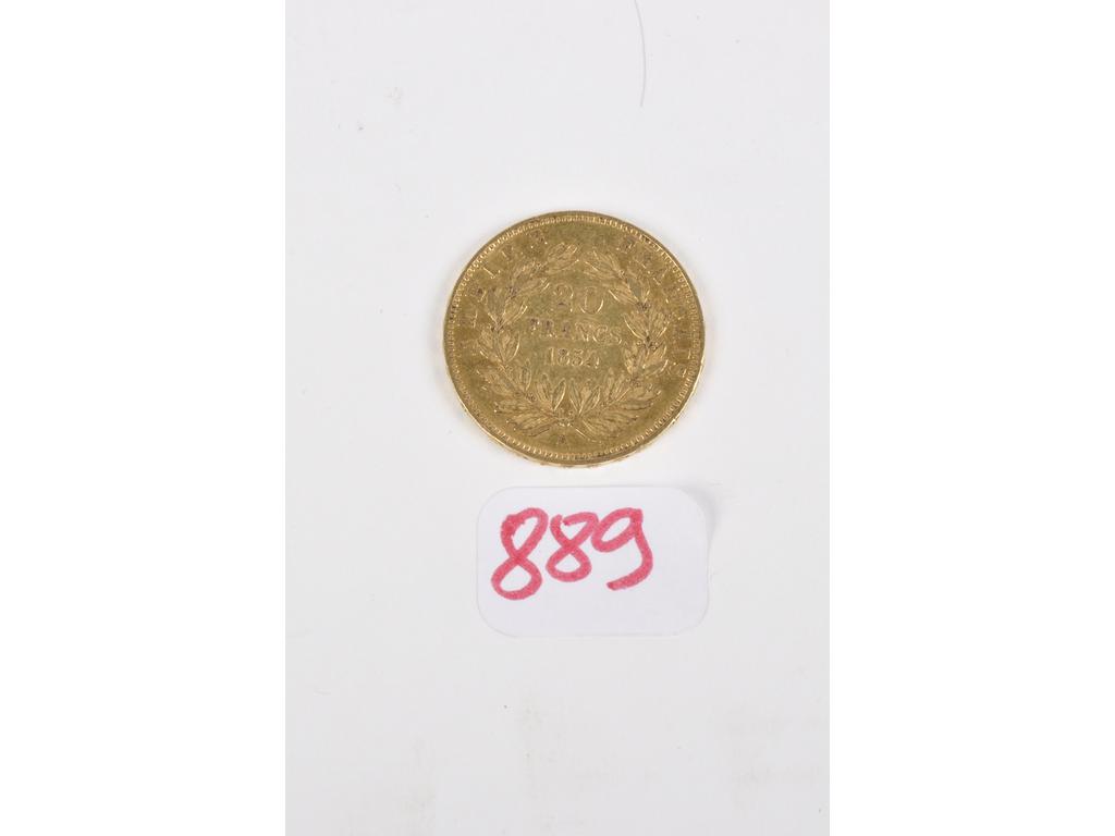 Pièce en or de 20 F Napoléon III tête nue de 1854. PB. : 6,5g