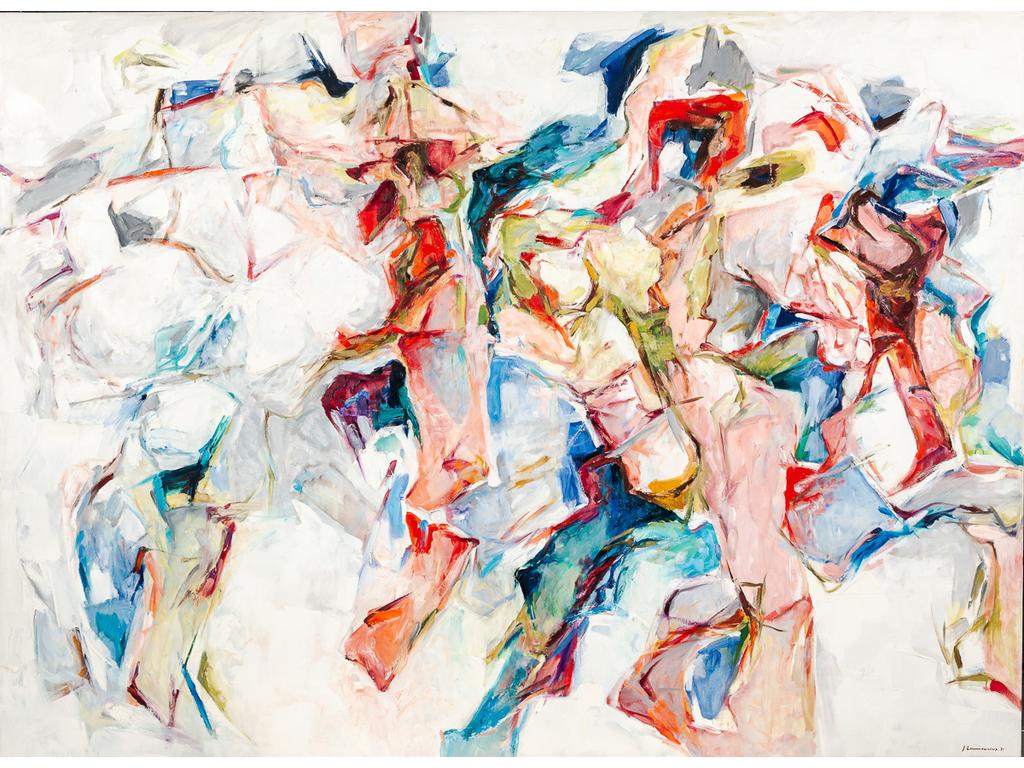 Jean LAMOUROUX (1933-2008) : Sans titre. Grande huile sur toile signée en bas à droite et datée (19)71. (Sans cadre). Dim : 190 x 260 cm.