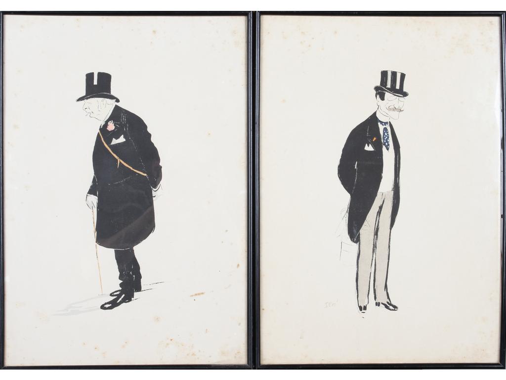 Marie Joseph George GOURSAT (1836-1934) dit SEM : Trois lithographies signées dans la planche. (Tâches). Dim : 49 x 34 cm.