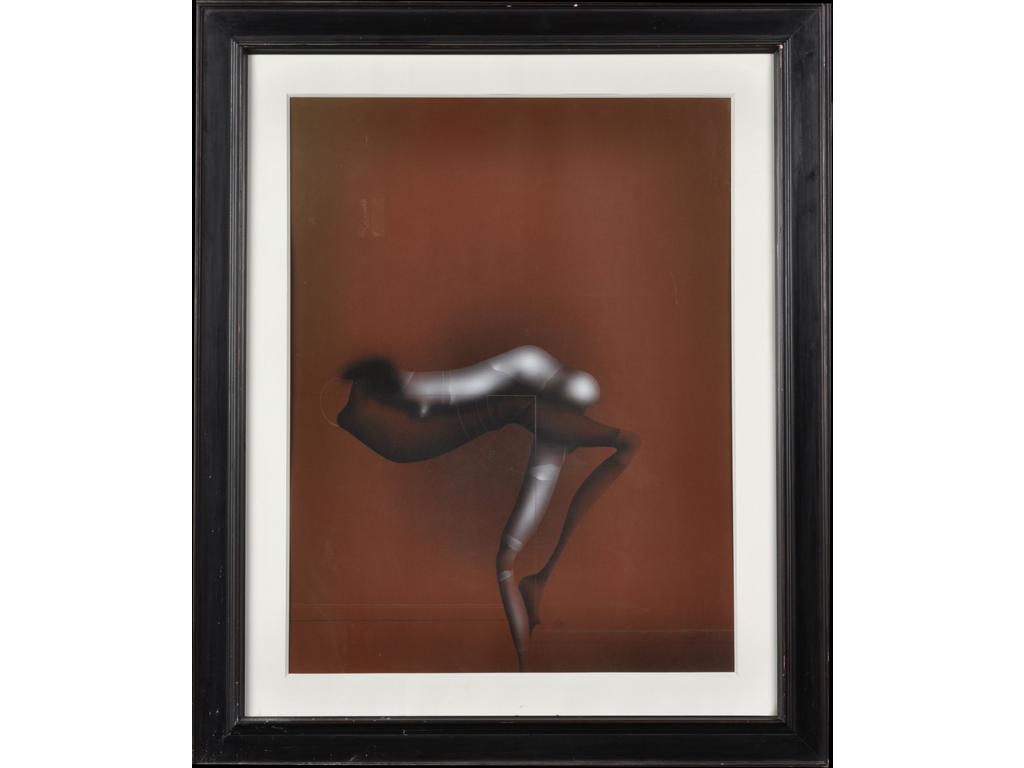 Paul WUNDERLICH (1927-2010) : Composition. Technique à l'aérographe. Signée en bas à droite. Dimensions : 85 x 65 cm