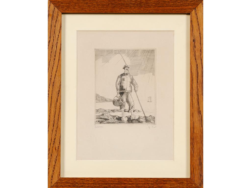 Jean-Emile LABOUREUR (1877-1943) : L'entomologiste. Gravure sur cuivre signée en bas dans la marge. Epreuve d'artiste. Dim : 13.5 x 11 cm.