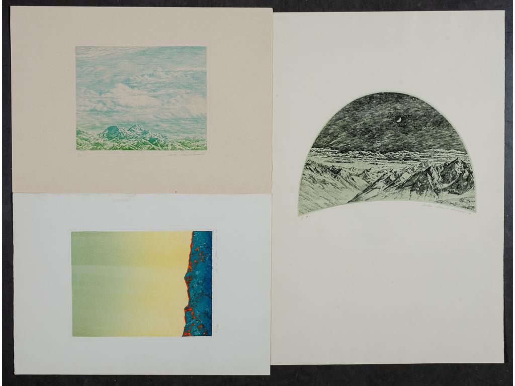 Sasha KOULITCHOV (XX) : Ensemble de huit gravures à l'eau forte toutes signées et justifiées. (Bon état). Dimensions des feuilles : 25 x 35 cm à 65,5 x 50 cm (de la plus petite à la plus grande).