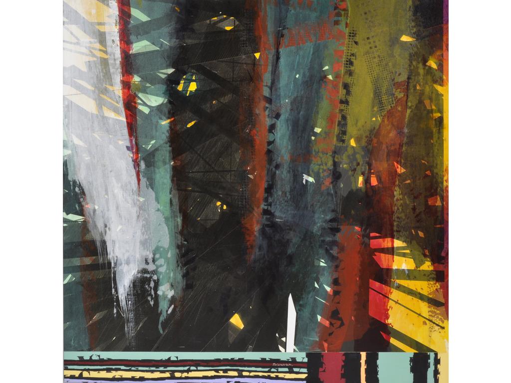 SCOWCZA (Dominique OWCZARSKI et Pierre SCHMITT) : Sans titre. Technique mixte sur toile, signée en bas. (Sans cadre). Dim : 140 x 140.