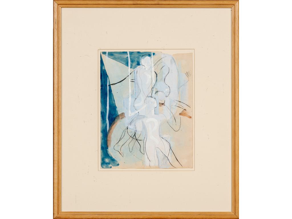 Alexandre FASINI (1892-1942) : Nadadoras, circa 1920. Gouache et crayon sur papier. 22 x 28 cm