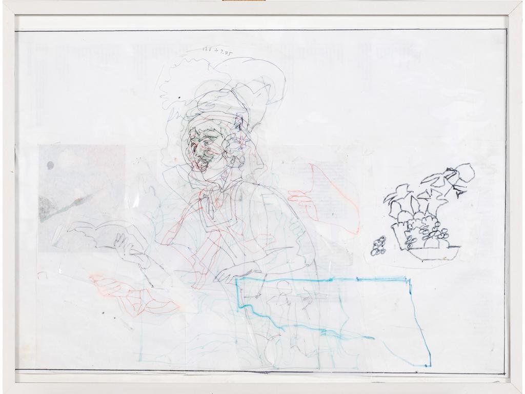 Pieter SCHOOLWERTH : Etude pour le portrait du concert, 2010 (after Van Honthorst). Technique mixte, signée, datée au dos. Etiquette de la galerie Miguel Abreu, NY. Dim :  42 x 59,7 cm