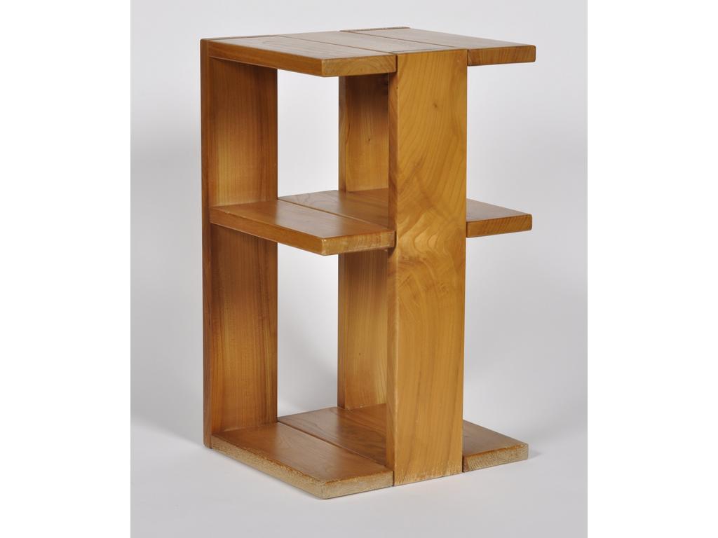 (D'après) Alain CADROIT : Table téléphone en bois massif modèle Atlantica. Maison Regain Paris, achat en 1987. Dim : 60 cm. Plateau : 36 x 32 cm.