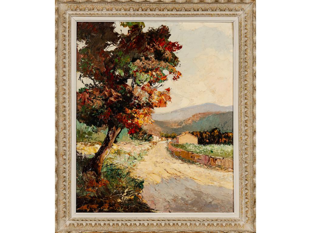 Fernand VAN DEN BUSSHE (1893-1975) : La Provence en automne. Huile sur isorel, signée en bas à gauche. Dimensions : 73 x 60 cm