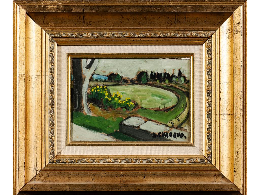 Auguste CHABAUD (1882-1955) : Le jardin en fleur. Petite huile sur carton, signée en bas à droite. Dim : 13 x 19 cm.