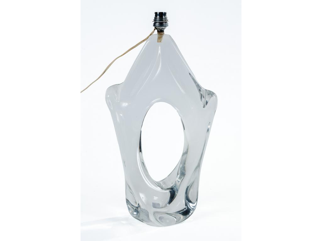 SCHNEIDER, France : Pied de lampe en cristal. Hauteur : 40 cm. Signé.