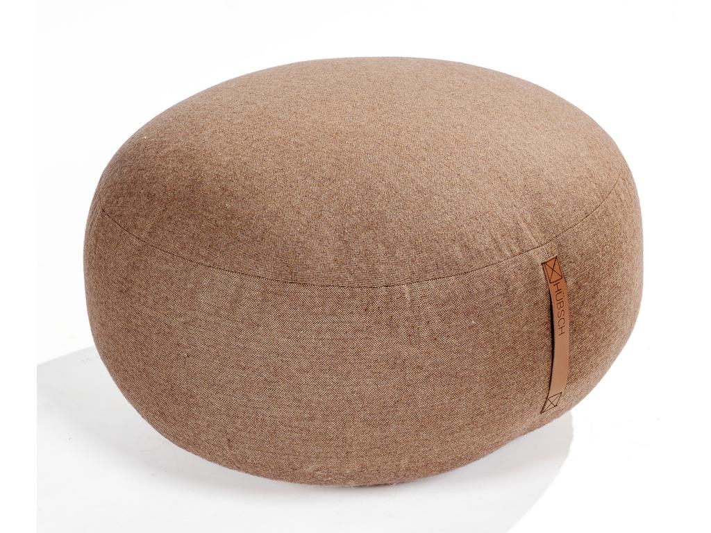 HUSBSCH : Pouf modèle Mochi. Garniture de tissu marron, à chevrons. Diamètre : 70 cm.
