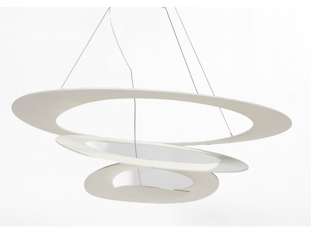 Giuseppe SCUTELLA - Edition ARTEMIDE : Suspension modèle Pirce en métal laqué blanc de forme elliptique. Diamètre approximatif : 96 cm. (Infimes rayures au centre).
