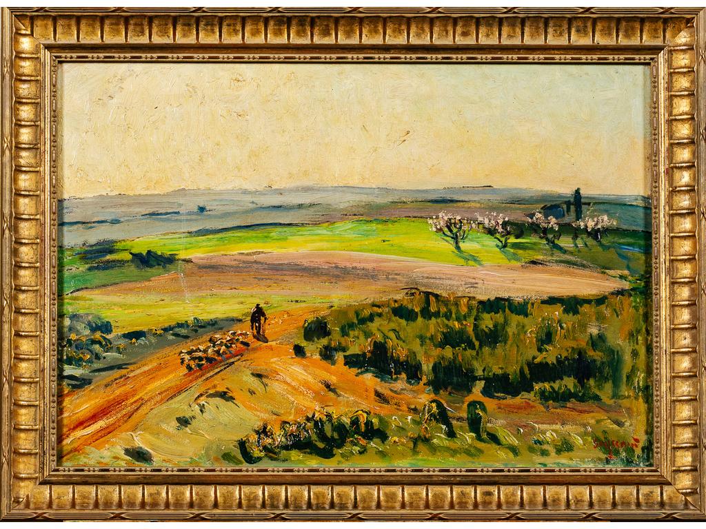 René SEYSSAUD (1867-1952) : Paysage pastoral. Huile sur toile signée en bas à droite. Dim : 38 x 55 cm.