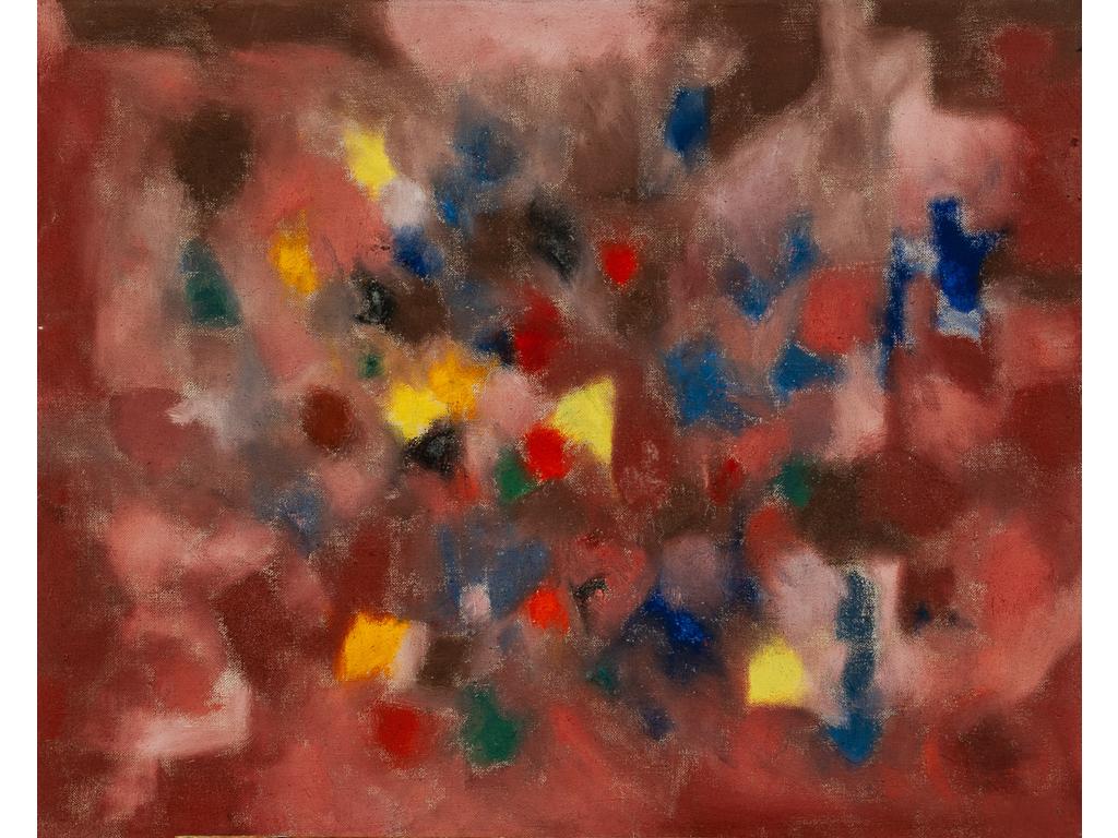 Joe DOWNING (1925-2007) : Composition. Huile sur toile non signée. Dim : 65 x 81 cm. Provenance : atelier de l'artiste à Ménerbes dans le Lubéron.