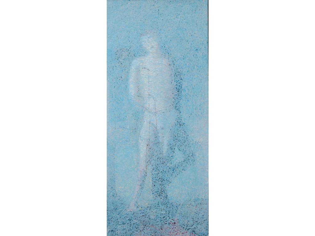 Ecole Moderne : Saint Sébastien. Grande acrylique sur toile. Dimensions : 197 x 87 cm