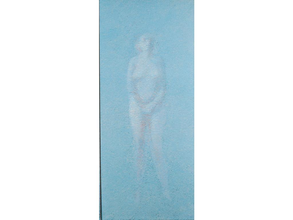 Ecole Moderne : Eve. Grande acrylique sur toile. Dimensions : 197 x 87 cm (Un accroc à la toile)