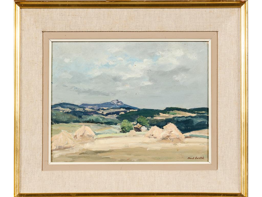 Paul SURTEL (1893-1985) : Vers le Lizieux. Ardèche. Huile sur carton, signée en bas à droite et datée 1950. Dim : 27.5 x 35.5 cm.