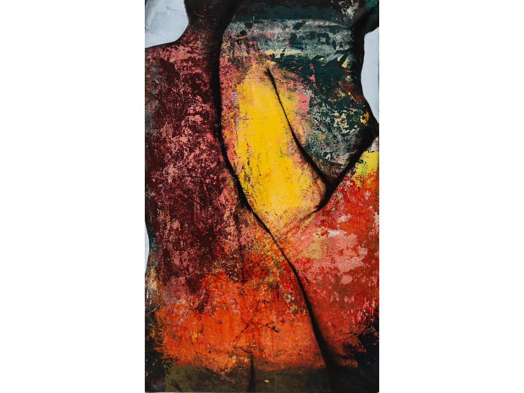 Jean-Pierre Etienne GARS (1943) : En dessous dur. Toile signée, titrée et datée 1993 au dos. (Sans cadre). Dim : 146.5 x 89 cm.