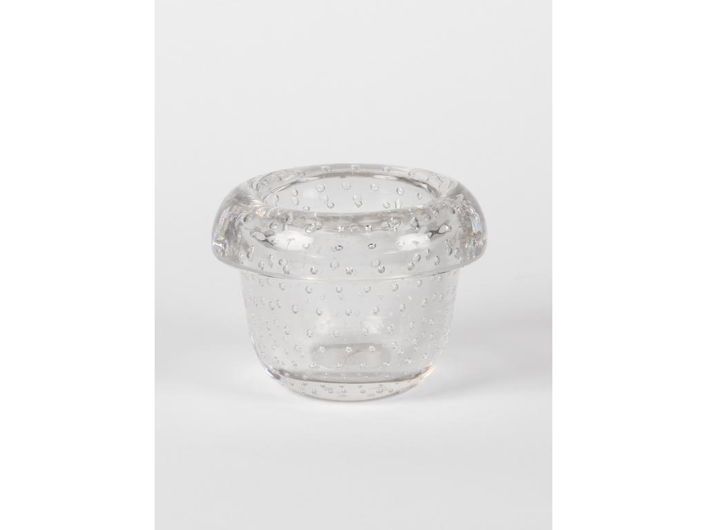 DAUM Nancy France : Petit vase en verre bullé, signé. Hauteur : 11.5 cm.