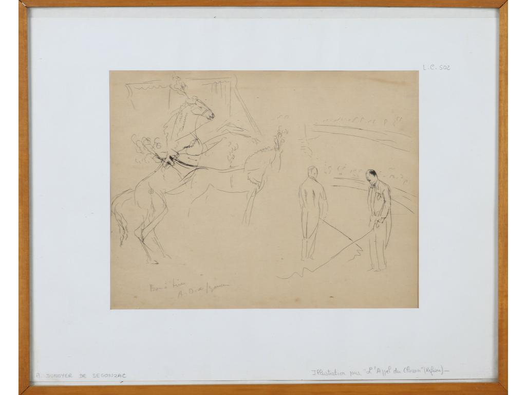 André DUNOYER de SEGONZAC (1884-1974) : L'appel du clown. Gravure à la pointe sèche, signée de la main de l'artiste avec mention : 