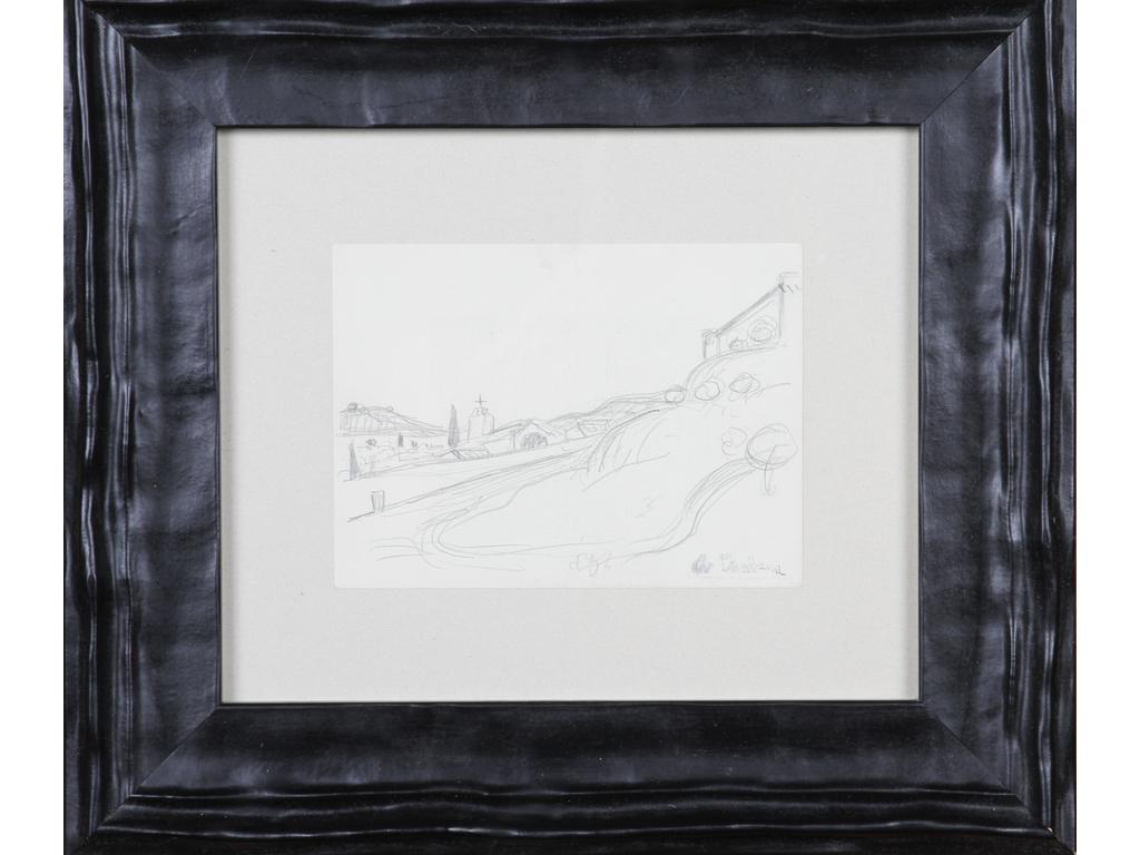 Auguste CHABAUD (1882-1955) : Fort Saint André. Dessin à la mine de plomb signé en bas à droite du cachet. Dim : 13.8X18.5 cm. Certificat