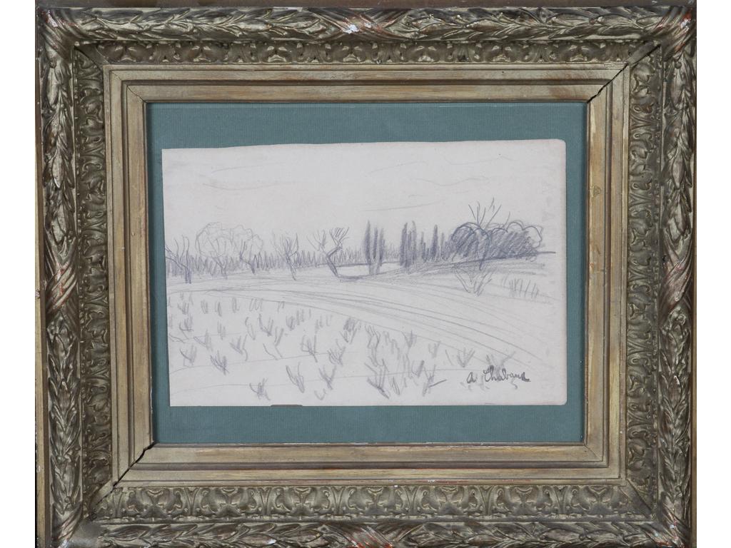 Auguste CHABAUD (1882-1955) : Ceps de vigne. Dessin au crayon signé en bas à droite du cachet. Dim : 15x23 cm