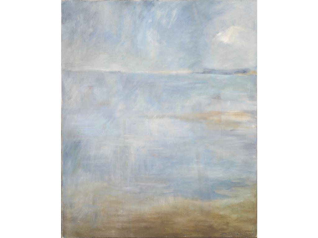 Robert DROULERS (1920-1994) : Composition bleue. Huile sur toile, signée bas droite. Dim. : 72x60cm. Datée 1980 au revers.